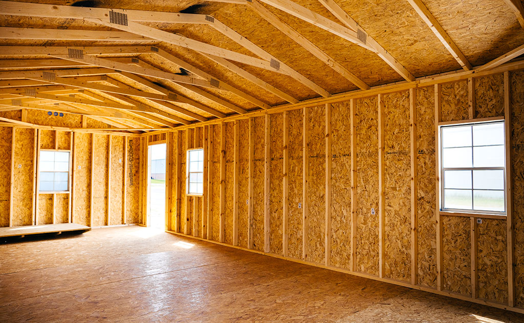 Interior of a frame style portable building